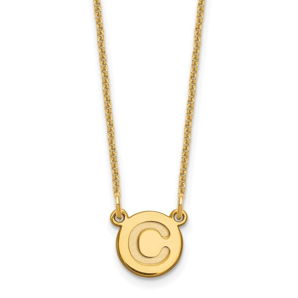 Kazi Luxury 14k Tiny Circle Block Letter C Initial Necklace
